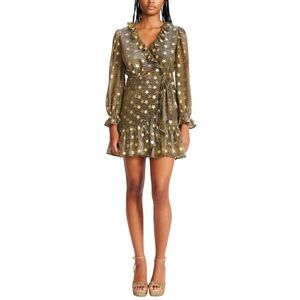 Betsey Johnson Womens Metallic Star Print Fit & Flare Dress Small